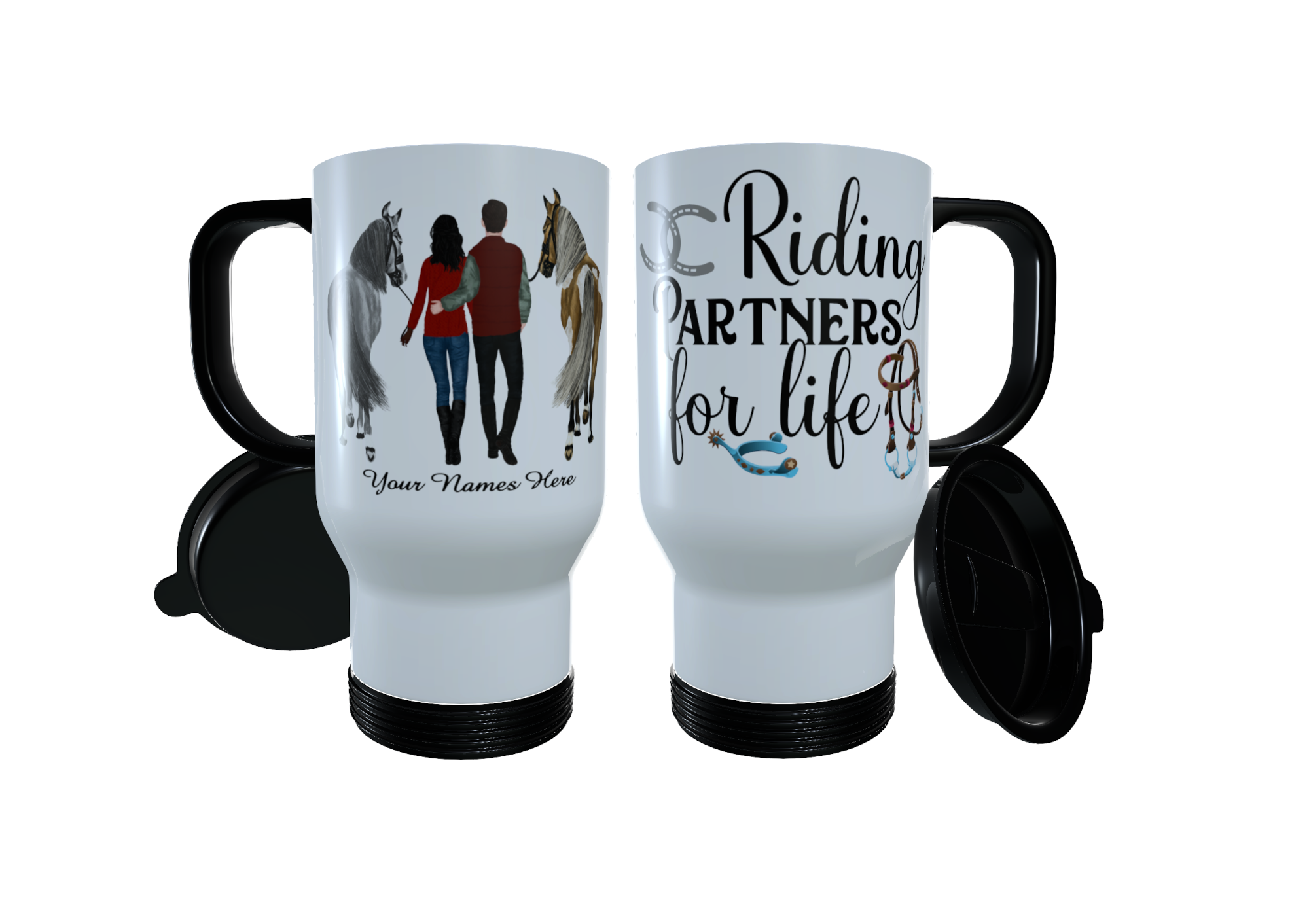 Horse Riding Travel Mug, Personalised Thermos Mug